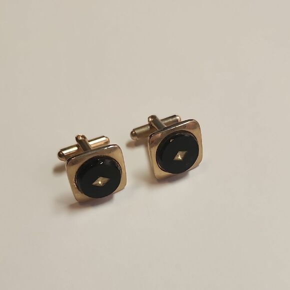 Gold and Black Cufflinks - Picture 1 of 8